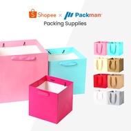 YH124100 PCS Coloured Paper Bag┃Square Paper Bags┃Gift Bag┃Mother's Day Paper Bag
