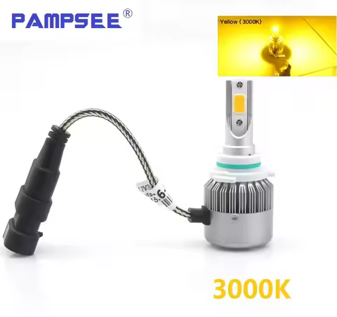 PAMPSEE 1 pair C6 H7 H4 LED H13 H11 H1 9005 9006 HB3 H3 COB 72W 7600LM 3000K yellow Car Headlights B