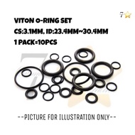 10PCS / FLUOROCARBON / FKM O-RING SETS CS-3.1MM ID-23.4MM~30.4MM VITON O/R (G024-G031)