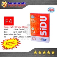 Kertas HVS Sinar Dunia Folio /F4 80 Gsm / HVS Sidu F4 80 Gram / Kertas HVS Putih Print Sidu F4 80gsm