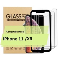AOE - (3片裝) Apple iPhone 11/ XR Glass Pro+ 鋼化玻璃手機屏幕 保護貼 + 貼膜器 (加強優惠!)-手機貼 保護貼