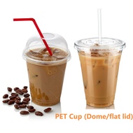 PET Cup Iced Coffee Latte Bubble Milk Tea Boba Flat Dome Lid Disposable Takeaway Drink Cawan Minum P