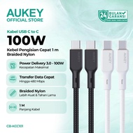 AUKEY Kabel Charger 100W USB C Braided Nylon Fast Charging iPhone Samsung Macbook Laptop CB-KCC101