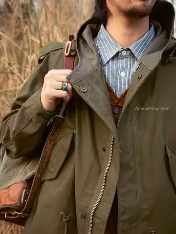 Red Tornado Repro Army M-51 Fishtail Parka Shell M1951 Men's Trench Coat Oversized Outdoor Long Jack