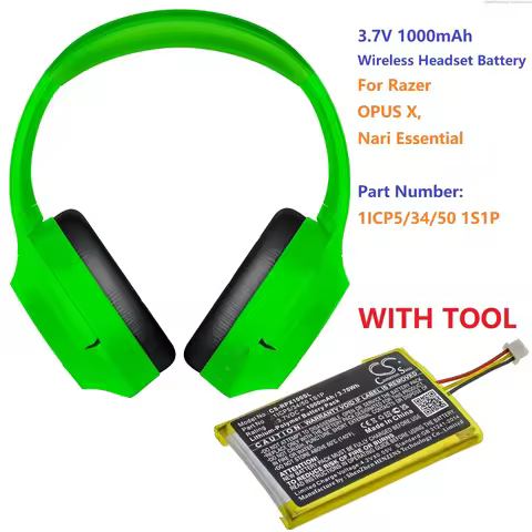 Cameron Sino 3.7V 1000mAh Wireless Headset battery 1ICP5/34/50 1S1P for Razer OPUS X, Nari Essential