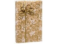 [USA]_Buttons Bags and Bows GOLD SWIRLING STARS Kraft Christmas Holiday Gift Wrap Paper - 16 Foot Ro