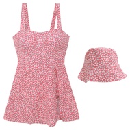 LYSEACIA New Women Beach Mini Dresses Side Slit Swimwear Dots Printing Fashion One Piece Swimsuit Sl