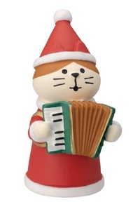 日本 DECOLE Concombre 聖誕系列公仔/ 聖誕旅貓/ 手風琴