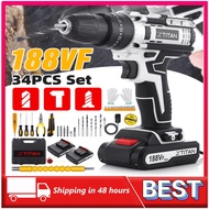 【Local】XTITAN 188VF 3 IN 1Impact drill Cordless Brushless 3200RPM 34PCS Set Electric Screwdriver Dri