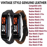 Ready Stock] Vintage Genuine Leather Strap Band - Realme Watch S2 3 3 Pro 2 2 Pro S S Pro Dizo Watch