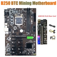 BTC B250 Mining Motherboard with VER010S PLUS Riser 12XGraphics Card Slot LGA 1151 DDR4 USB3.0 for B