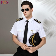 [Factory Ready Stock] Pilot Shirt Male Pilot Uniform Captain Shirt Air Pilot Engineer Airplane Shirt