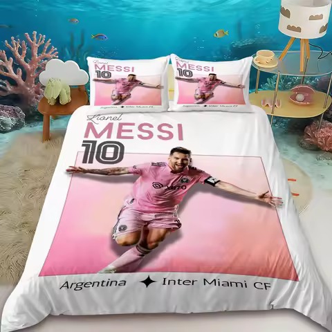 Duvet Cover Lionel Messi Football Superstar Bedding Set Printed Duvet Cover Bedding Set Soft King Fu