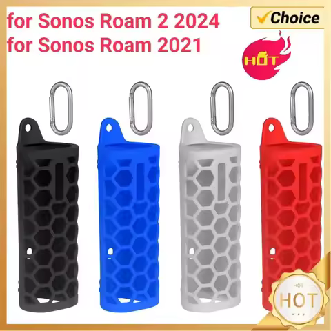 Silicone Cover Case for Sonos Roam 2 Wireless Speaker Protective Skin Sleeve Cover with Carabiner Pr