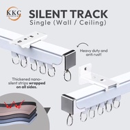 KKC Silent Track SINGLE Aluminium Curtain Rail/Rail Langsir Premium Tebal/Besi Langsir Heavy Duty Ha