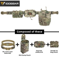IDOGEAR Tactical 2" Belt with Foldable Recycling Pouch Triple Mag Pouch Detachable Medical Pouch Tac