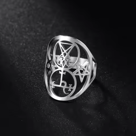 Demon Seal Geometric Ring Lucifer Sigil of Lilith Adjustable Women Rings Solomon Magic Protection Am