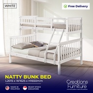 Bunk Bed / Strong Solid Wood / Single &amp; Queen Size Bed / Double Decker Bed Frame Flexidesignx NATTY