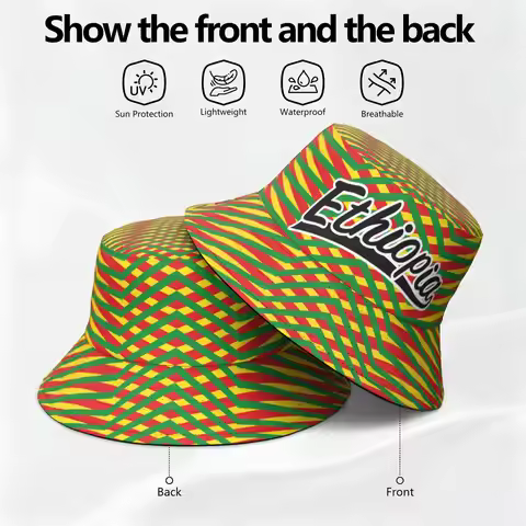 Ethiopia Fisherman Hats Free Custom Made Name Number Team Logo Bucket Cap Travel Ethiopian Amharic N