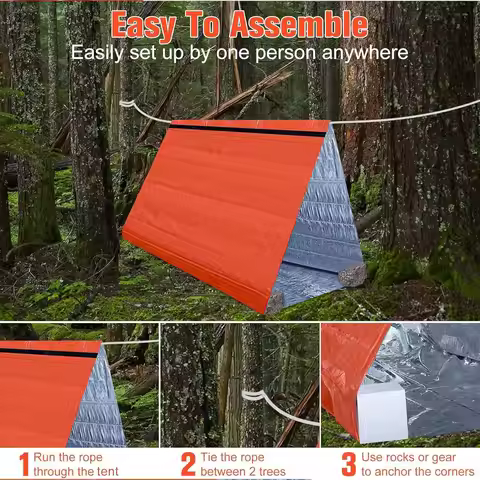 Ultralight 230g 2-Person Tunnel Tent, Pole-Free Quick Setup, Waterproof, Compact 23×16×2cm Pack Size