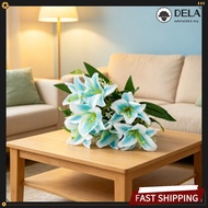 [April New Arrivals] Silk Lily Flower Bouquet 7 Blooms Wedding Home Decor Table Centerpiece Rose Red