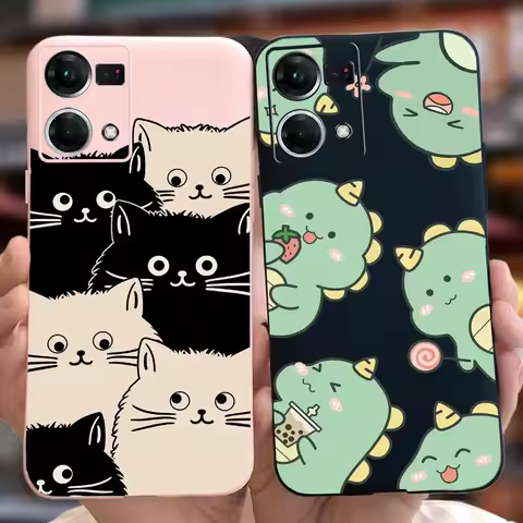 For Oppo F21 Pro Case Oppo Reno7 4G CPH2363 Cute Dinosaur Cartoon Cover Soft Silicone Phnoe Case For