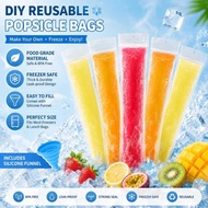 100-pack DIY Popsicle Mold Bags, Free Silicone Funnel, Reusable, Suitable for Yogurt, Juice, Fruit S