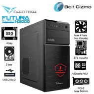 Alcatroz Futura Black N3000 ATX PC Case with 450 Watts Power Supply PC Desktop Casing CPU ATx Chassis Custom PC