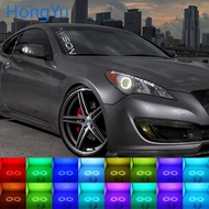 Headlight Multi-color RGB LED Angel Eyes Halo Ring Eye DRL RF Remote Control for Hyundai Genesis Cou