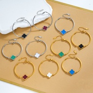Unique Light Luxury 15MM Four-Leaf Clover Bracelet Female Stainless Steel Jewelry Temperament Elegan