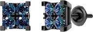 0.55 Carat (ctw) Round Blue Diamond Mens Square Shaped Stud Earring 1/2 CT, Black Rhodium Plated Ste