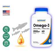 นูทรีคอสท์ โอเมก้า-3 2500 mgs x 120 เม็ด น้ำมันปลา, Nutricost Omega3 Fish Oil / กินร่วมกับ แอสต้าแซนทีน บิลเบอร์รี่ คอลลาเจน ถั่งเช่า คอร์ดิเซพส์ กาบา กระเทียมสกัด กรีนที กลูต้า ลูทีน โอเมก้า 3 พิคโนจีนอล ขมิ้นชัน วิตามินซี