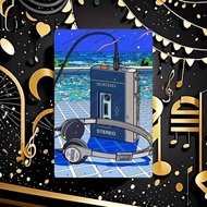CIFbuy Retro Vintage Cassette Player Headphones Wall Art Decor Plaque Gift
