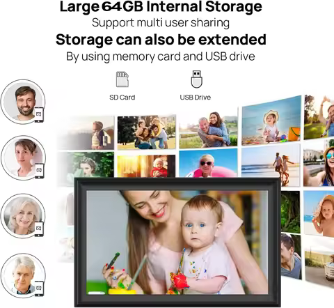 15.6 Inch Built-in 32GB/64GB WiFi Large Touch IPS Digital Photo Frame 1920*1080 WiFi Smart Frame Sha