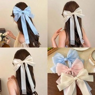 3pcs Large Pink, Beige, Blue Hair Claw Clips With Ribbons, 23.4cm/9.21 Inches, High Quality Elegant,