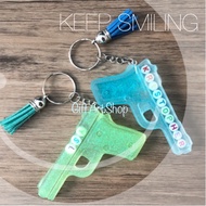 handmade name keychain customise pistol cute 3D mini toy gun class tag christmas Birthday Valentine 