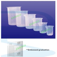 Bikar Plastic PP 5 dlm 1 Set / Beaker Plastic PP 5 in 1, Embossed Graduation, Made in