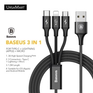 Ursa Mart ✮ Baseus RAPID Series 3 in 1 Cable for Charging ALL Mobiles