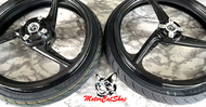 🔥Enkei Sport Rim 3 Batang Hitam Putih Combo Set🔥 Y125ZR LC135 V8 LC135 5S Size (Front 1.4, Rear 1.6)