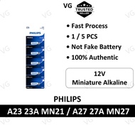 [100% ORIGINAL] PHILIPS A23 A27 23A 27A Battery Bateri Batteri Autogate Remote control 12V 23AE 27AE