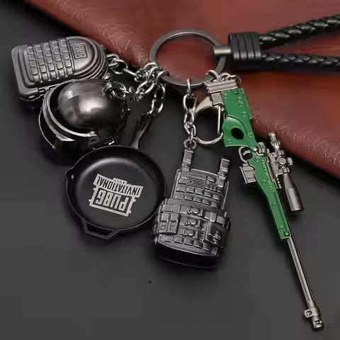 Series B 1pcs Miniature Model Gun Game PUBG Flare Gun Helmet Gas Can Grenade 98K Sniper Keychain CSG