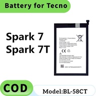 Battery BL-58CT Bateri Compatible For TECNO Spark 7 Batery Spark 7T