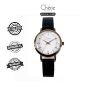 Cherie Paris Kimberly Black Leather Strap Analog Watch Chr-1801L-Ipg Cbb