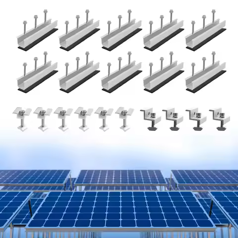 6Pcs/10Pcs Solar Panel Aluminum Mount Kit Bracket Rail Bracket Trapezoidal Sheet Flat Roof PV Mounti