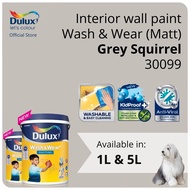 Dulux Interior Wall Paint - Grey Squirrel (30099) (Washable / KidProof / Anti-Viral) (Wash &amp; Wear Matt) - 1L / 5L
