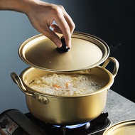 Korean Kimchi Instant Ramen Ramyun Pot Hot Pot Noodle Pot With Lid Gold Aluminum Soup Pot Student Dormitory Noodles Pot Cookware Non Stick Pan