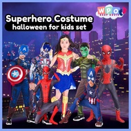 Halloween Costume Spiderman Cosplay Boy Girl Tshirt Suit Superhero Bodysuit Jumpsuit for budak Kids 