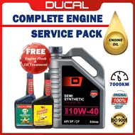 DUCAL SEMI SYNTHETIC Engine Oil SAE 10W40 API SP/CF 3 Litres ( FREE 1 PREMIUM Engine Flush &amp; 1 PREMIUM Oil Treatment ) &amp; ( FREE MILEAGE Sticker ) ~ COMPLETE SERVICE PACKAGE 10W40 3L MINYAK HITAM MINYAK PROTON PERODUA TOYOTA HONDA MERCEDES  BMW  AUDI VOL