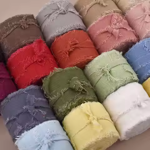 4CMx5M Linen Ribbon Frayed Cotton Linen Ribbon Fabric Craft For Gift Wrapping Wedding Invitations Br