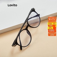 Lovito Casual Round Frame Removable Lenses Glasses With Box L17M355 (Black)